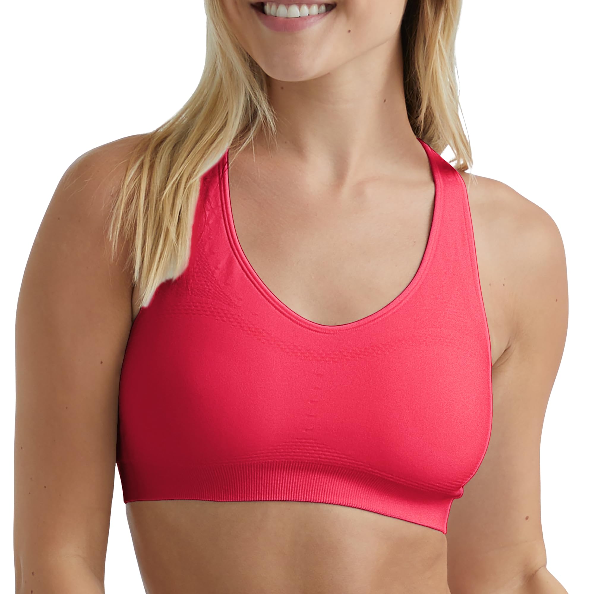 Hanes Women's Seamless Racerback Sports Bra - Moisture Wicking Workout Bra with Moderate Support - 1 or 3 Pack for Yoga, Running & Gym Activities