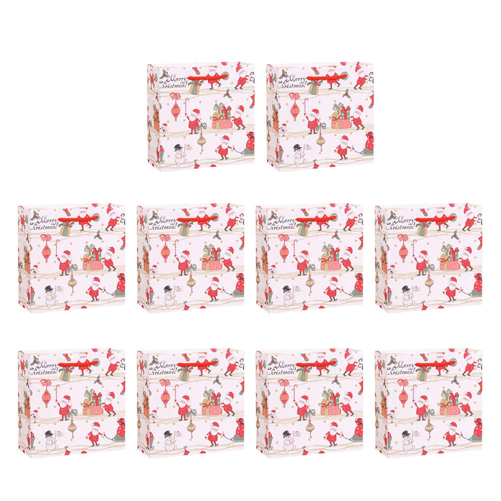 10Pcs Christmas Paper Bags with Handles - Gift Treat Boxes for Candy & Chocolate | Party Favors