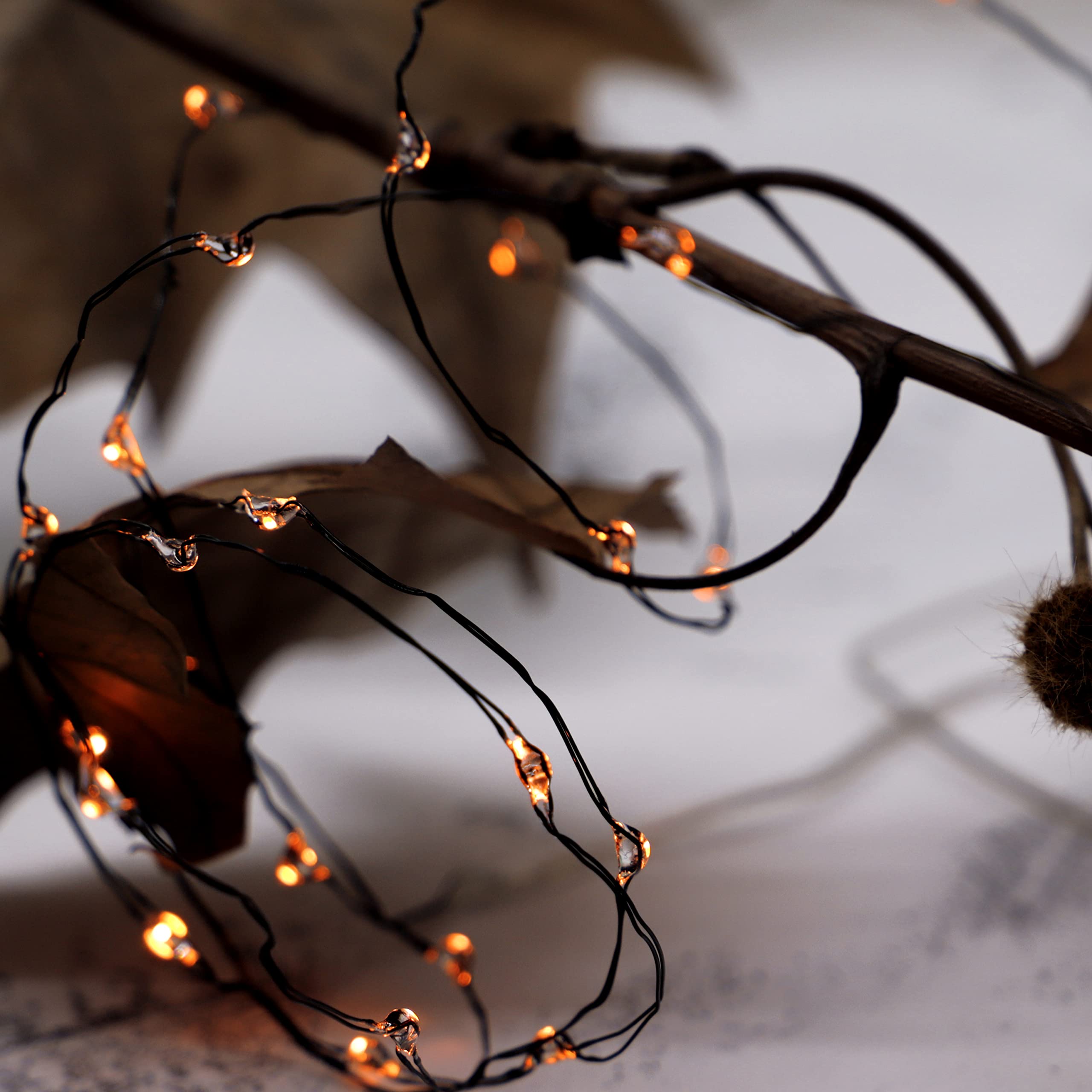 XIWU Halloween Fairy Lights 10ft 60 LEDs - Battery Operated String Lights with Timer & Remote - Orange Fall Pumpkin Garland for Halloween, Thanksgiving, Autumn Decor - Perfect for Indoor Mantle, Party, Home, and Garden Decorations