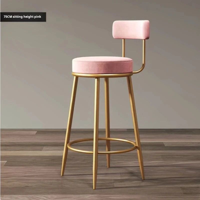 Modern Iron Bar Stool - Adjustable Height Counter Stool for Kitchen Island, Dining & Pub - Industrial Style High Stool with Backrest - Perfect for Home, Cafe & Restaurant Use