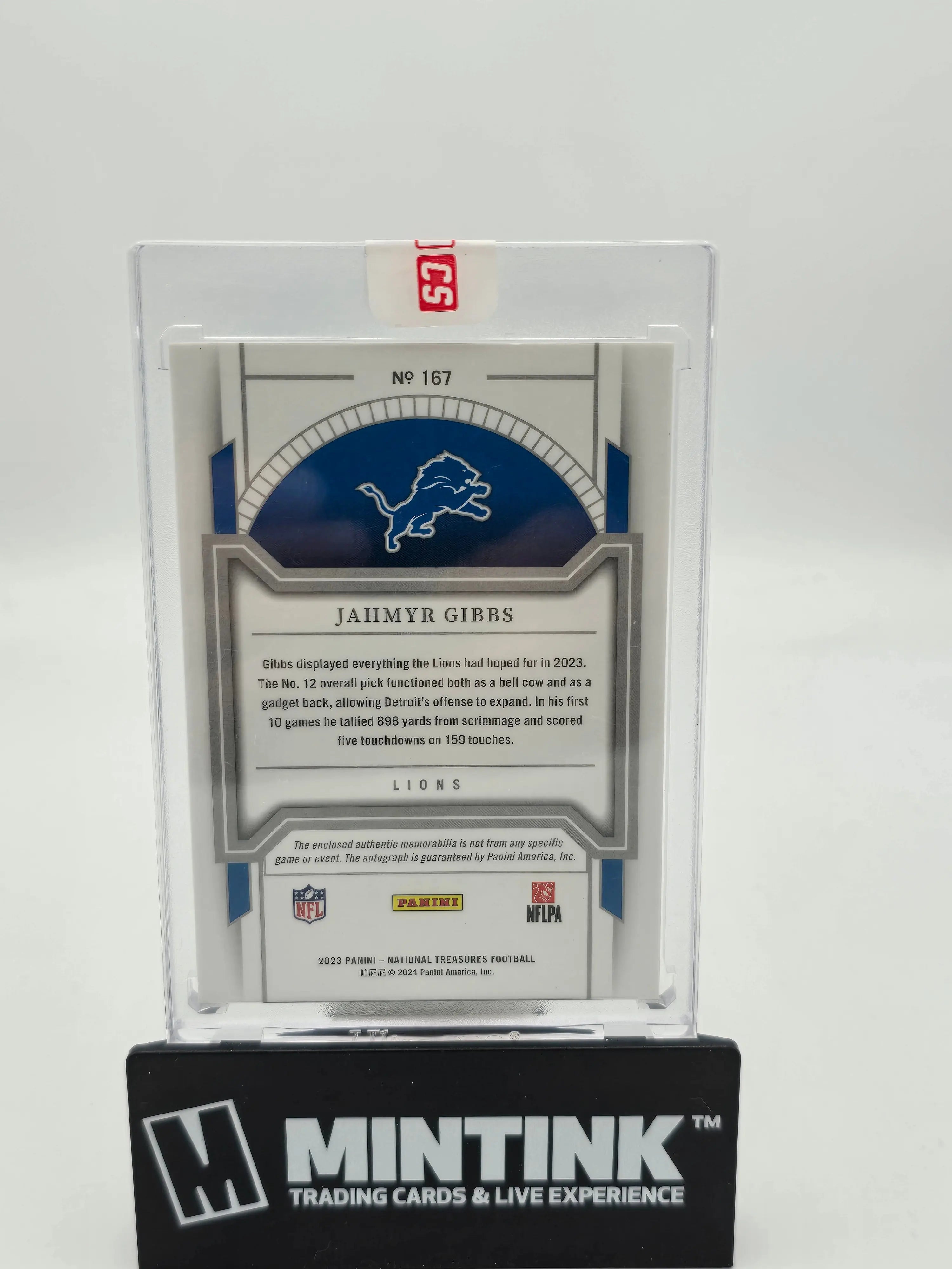 2023 Panini National Treasures Football Jahmyr Gibbs Rookie Card Patch Autograph /99 - Collectible Sports Memorabilia for NFL Fans and Card Collectors