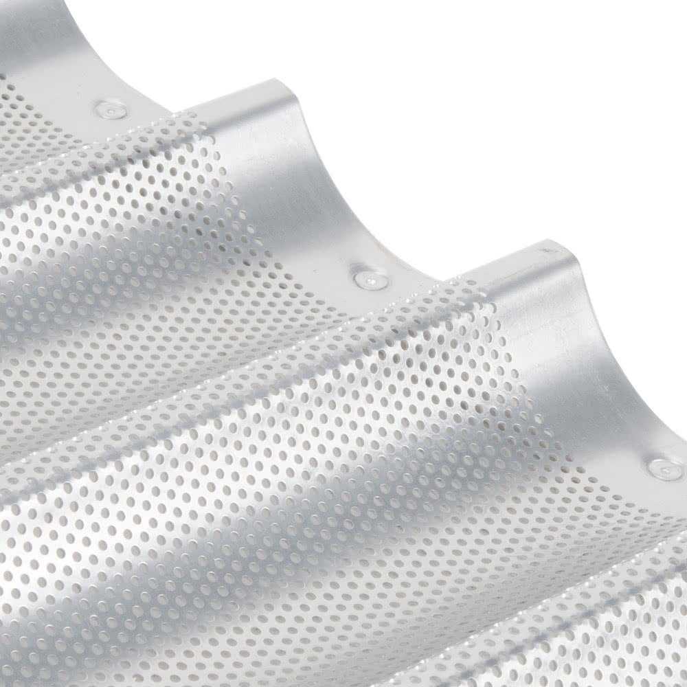 Chicago Metallic 49035 5-Long Perforated Uni-Lock Baguette & French Bread Pan - Perfect for Baking Artisan Bread at Home or Bakery