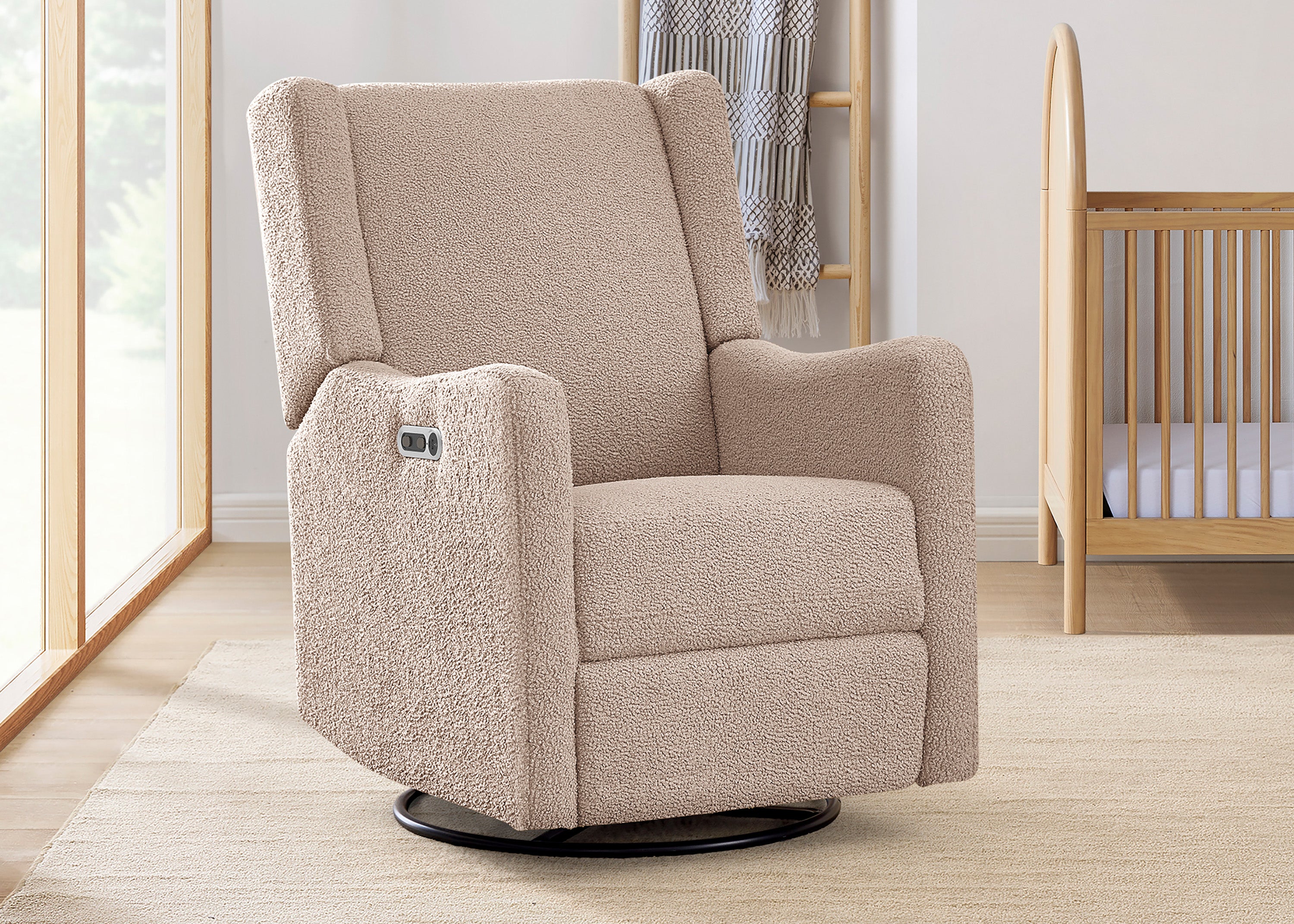 Premium Power Recliner & Swivel Glider Chair with USB A/C Charging Ports - Stain-Resistant Fabric for Living Room, Home Theater & Office Comfort