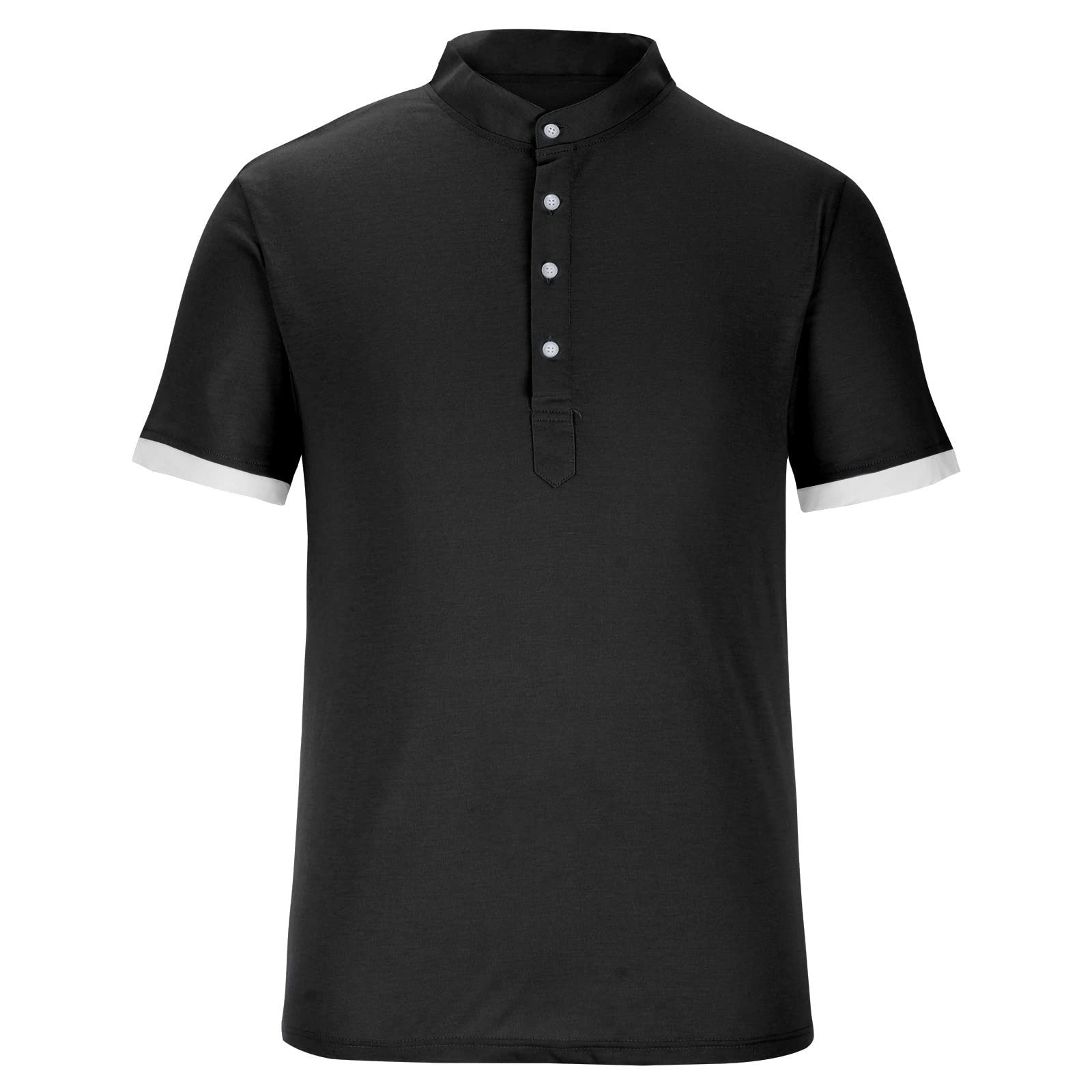 **Ozmmyan Men's Plus Size Golf Shirts - Short Sleeve Solid Color Button-Up Business Casual T-Shirts for Work & Outdoor Activities**