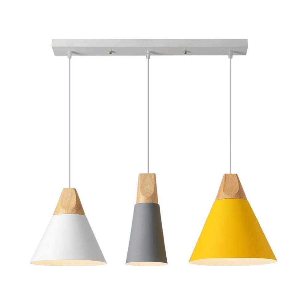 Nordic Modern LED Chandelier - 3 Head Solid Wood & Wrought Iron Hanging Light for Restaurant, Bar, Cafe, and Home Decor - Elegant Minimalist Ceiling Lighting Fixture