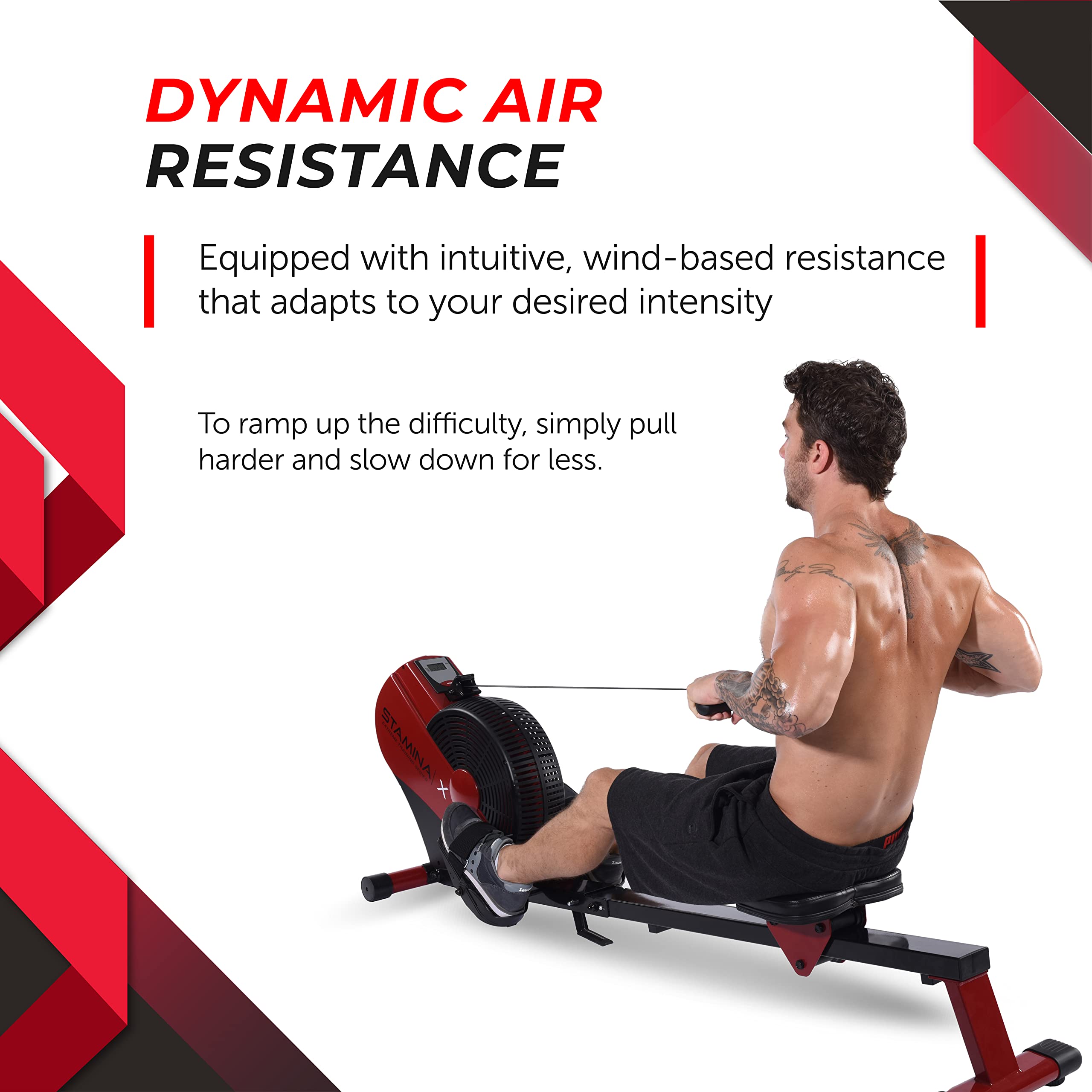 Premium Stamina ATS Air Rower Machine with Smart Workout App - Foldable Rowing Machine with Adjustable Air Resistance for Home Gym, Cardio & Full-Body Workout - Supports Up to 250 lbs (Renewed) - Perfect for Small Spaces, Apartment Workouts & Indoor Fitness Training