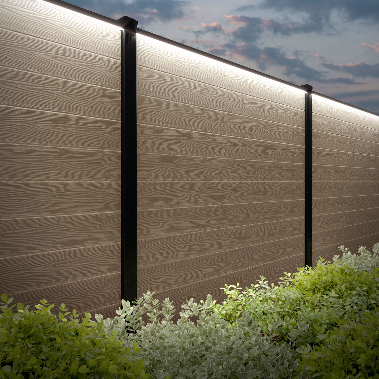 Classic Light Oak Fence Panel with Composite Posts - Durable Outdoor Privacy Fence for Backyard, Garden, and Pool Areas