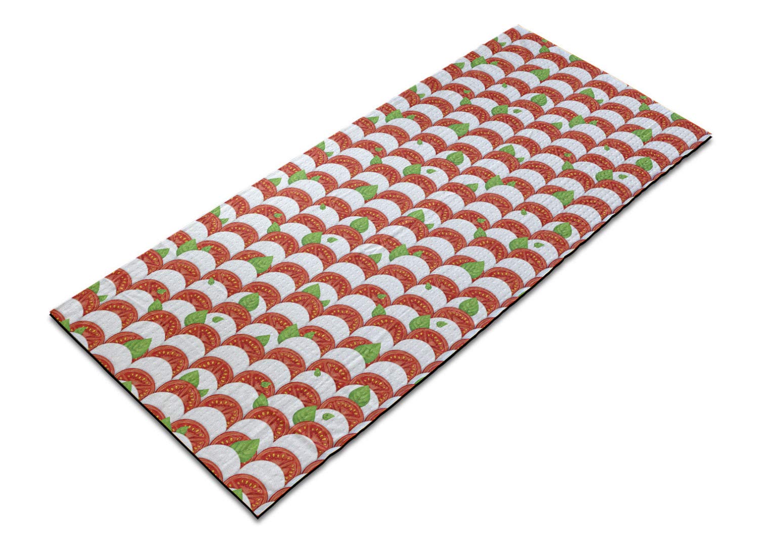 Ambesonne Non-Slip Yoga Mat Towel - Pizza Themed with Mozzarella, Tomatoes & Basil Design - 25