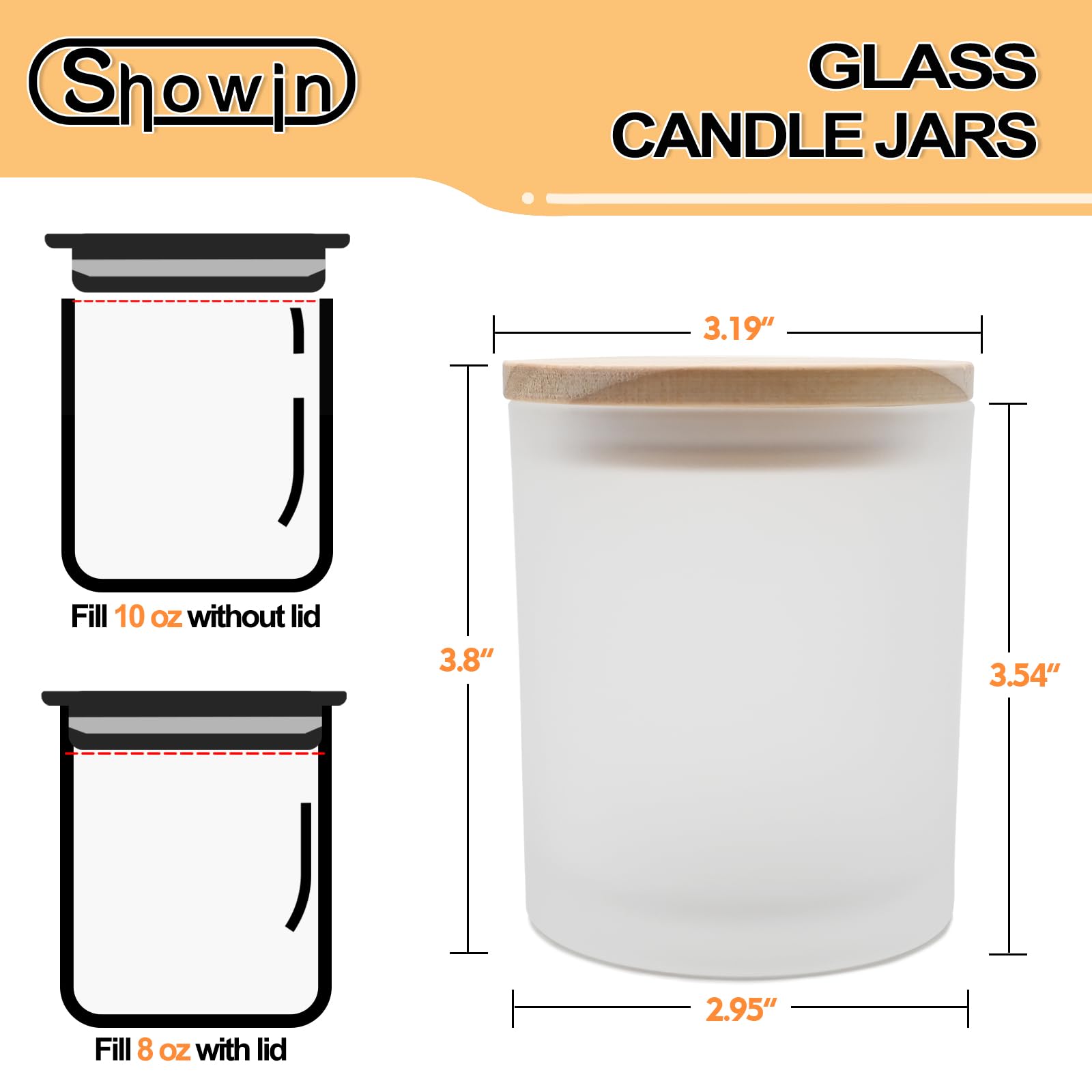 10 OZ Thick Glass Candle Jars with Wooden Lids - 15 Pcs Empty Frosted White Containers for DIY Candle Making, Wax Melts, Home Decor & Gift Packaging - Perfect for Aromatherapy, Wedding Favors and Party Decorations
