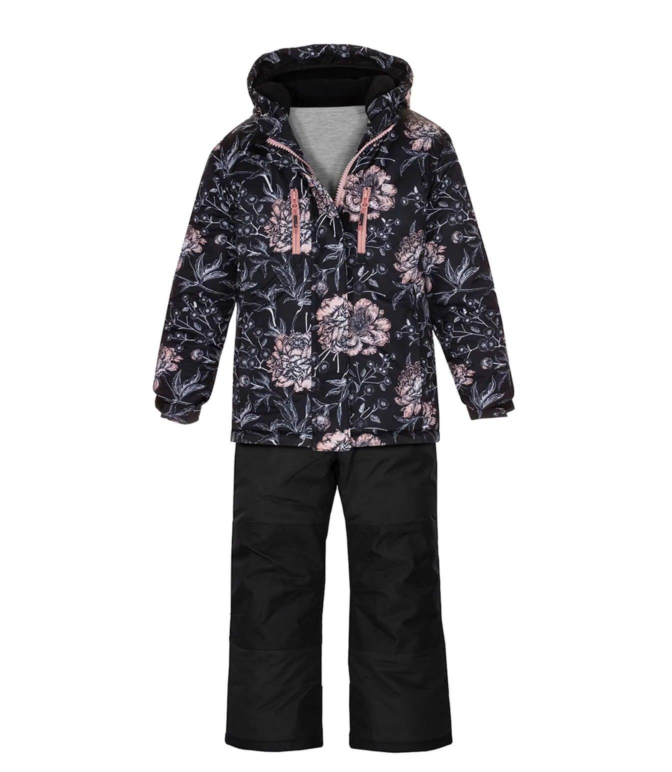 Gusti Makena Winter Snowsuit for Kids - Waterproof & Insulated Black Snow Jacket & Pants Set - Perfect for Skiing, Snowboarding & Outdoor Winter Activities