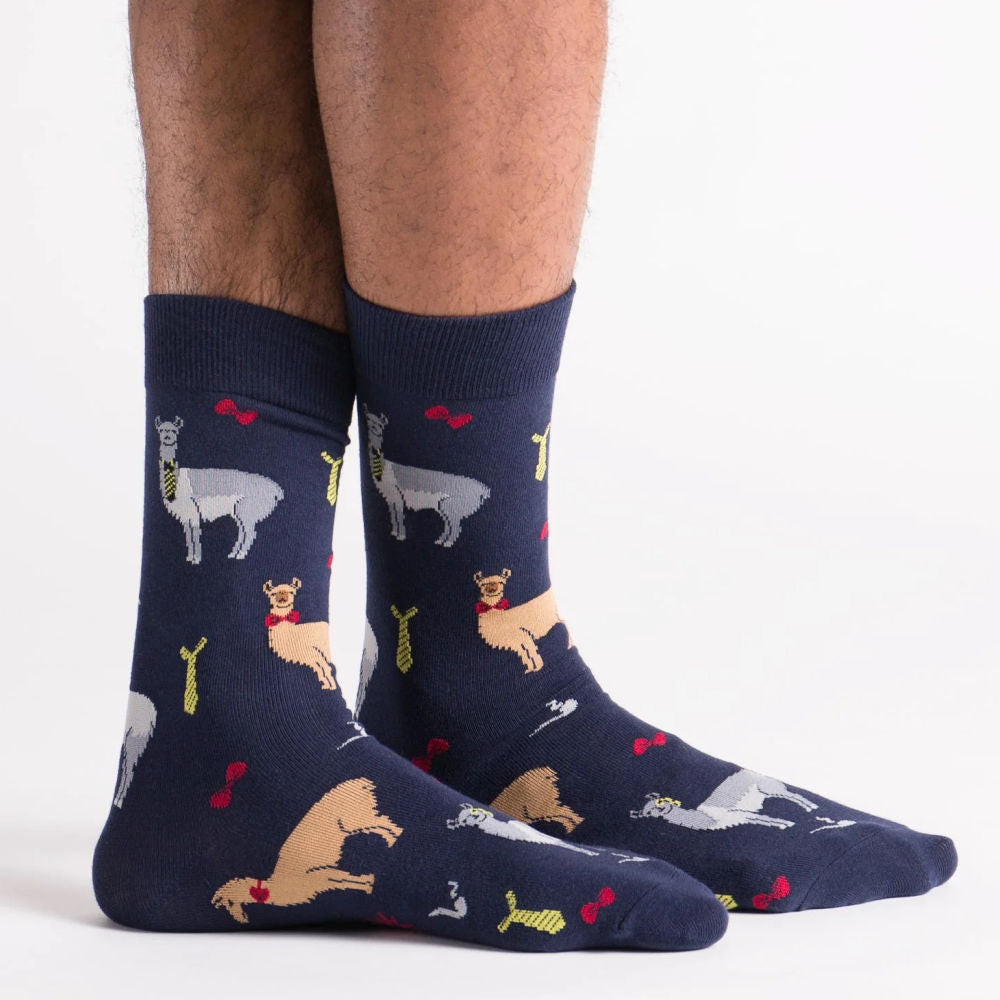 Funny Llama Drama Crew Socks for Men - Comfortable & Stylish Casual Wear for Work, Gifts, and Everyday Use