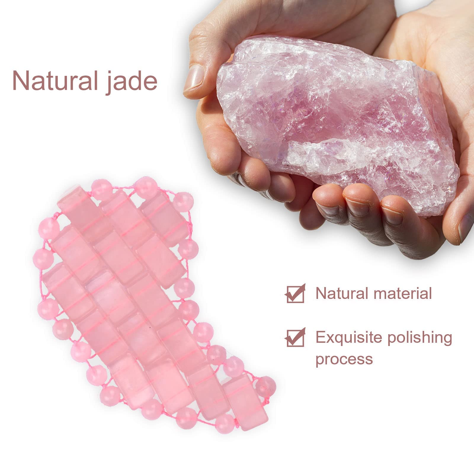 Ideayard Rose Quartz Eye Mask - Natural Mini Eye Mask for Wrinkles & Puffiness Relief, Cooling Therapy for Dark Circles - Perfect for Spa, Travel & Self-Care (Rose Quartz-A)