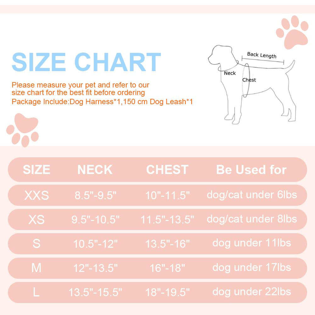 No Pull Adjustable Dog Harness for Small & Medium Dogs - Reflective Breathable Mesh Puppy Harness with Soft Padded Vest & Leash Set (Pink, XS) - Perfect for Walking, Training & Outdoor Adventures