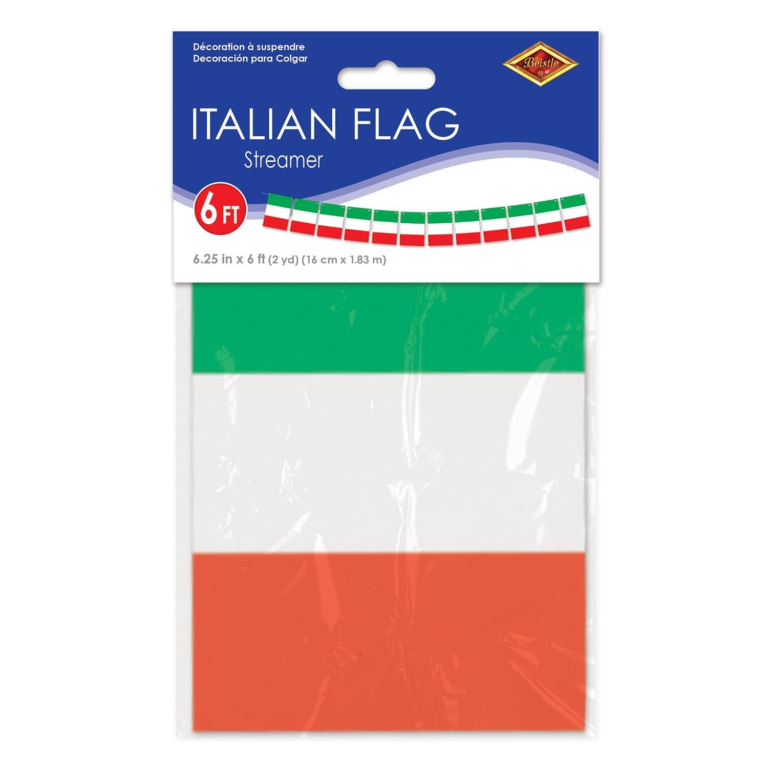 12 Pack Beistle Italian Flag Party Streamers - Colorful Decorations for Italian Themed Parties, Festivals & Celebrations