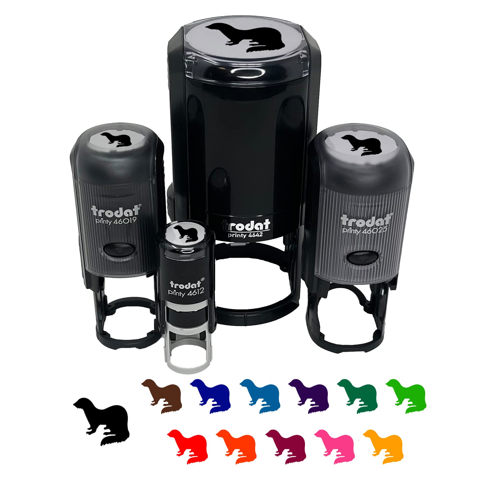 Ferret Solid Self-Inking Rubber Stamp - 1 Inch Medium Size with Black Ink for Crafting, Scrapbooking, Planner Stamping & Document Marking - Perfect for DIY Projects, Office Use & Gift Wrapping
