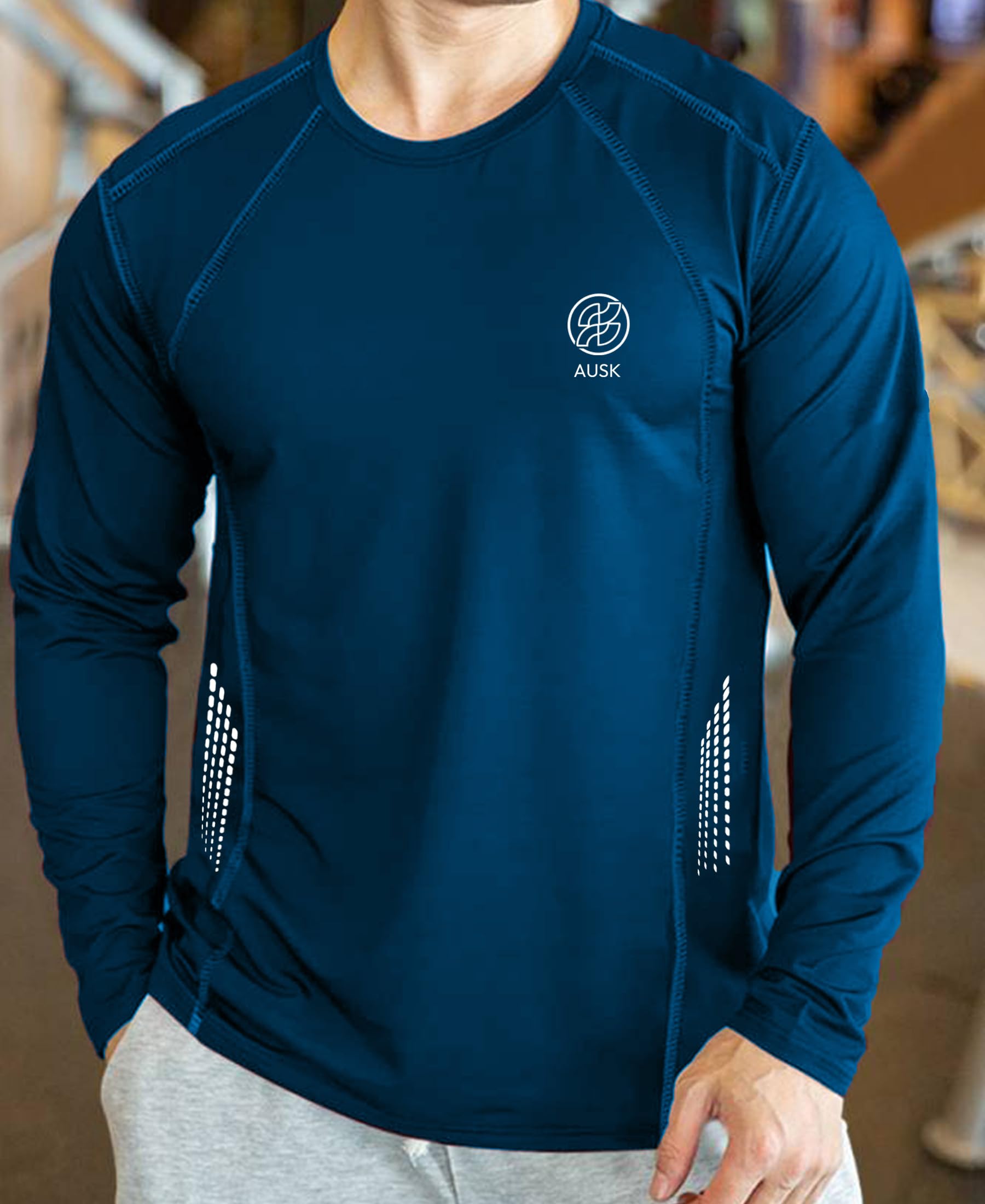 Men's Full Sleeve Sports T-Shirt | Regular Fit Cotton Tee for Gym & Casual Wear | AUSK Brand Athletic Shirts