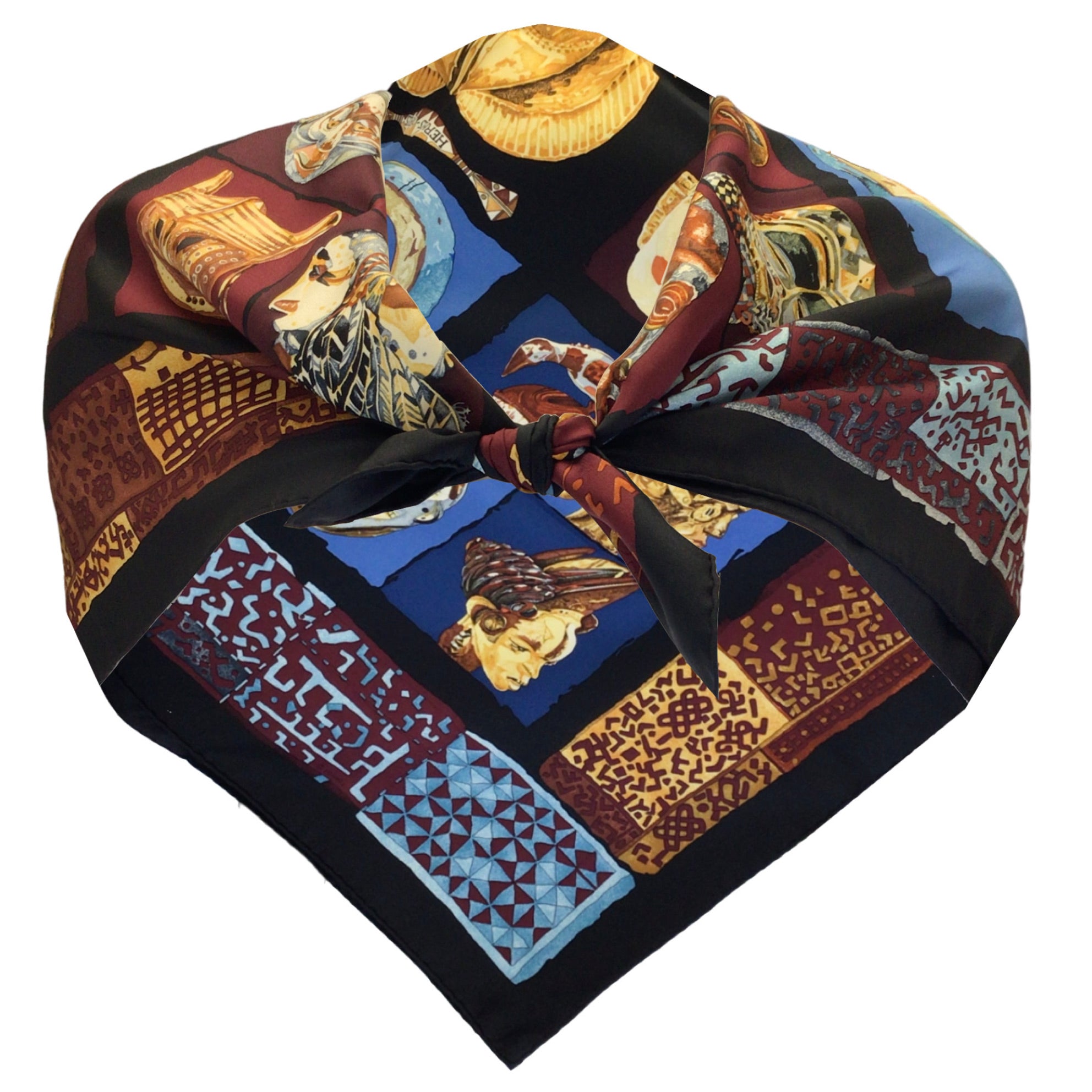 Hermes Black Multi-Persona Square Silk Twill Scarf - Luxury Fashion Accessory for Women, Gift for Her, Perfect for Parties, Weddings & Special Occasions