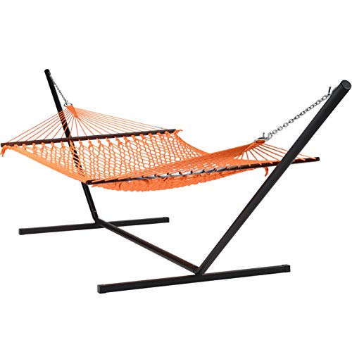 Orange Hammock and Black Stand