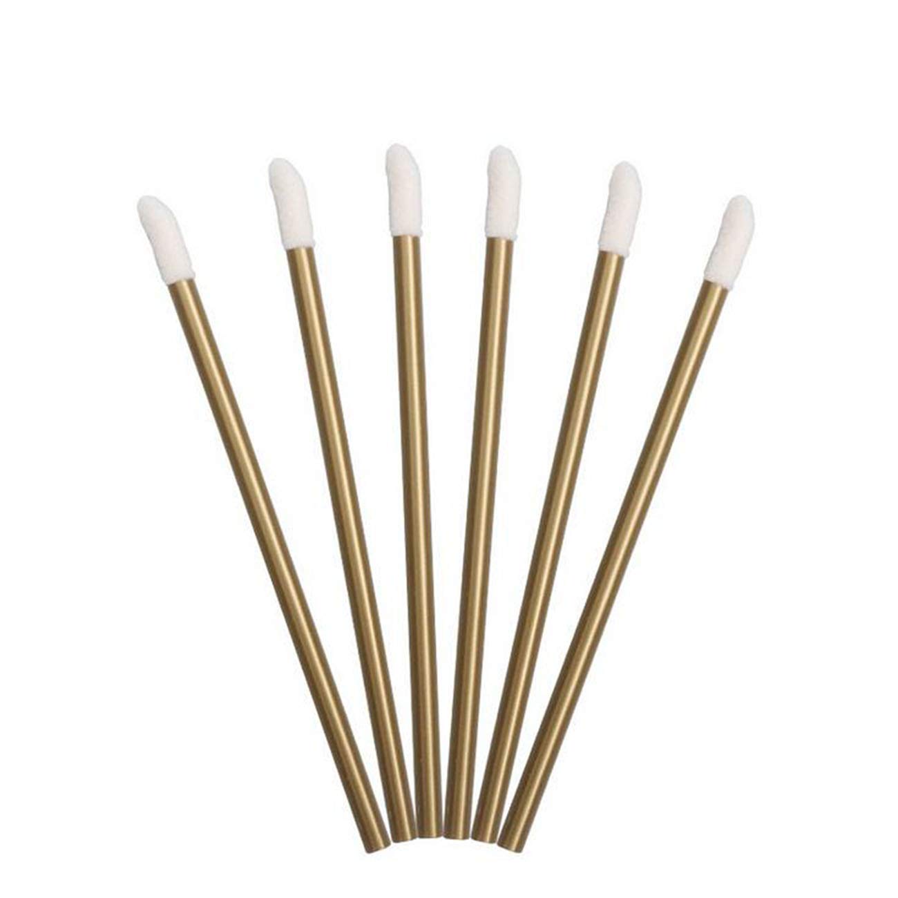 100PCS Disposable Lip Brush Applicators - Gold Lipstick & Gloss Wands for Precise Makeup Application - Perfect for Salons, Makeup Artists & Personal Use