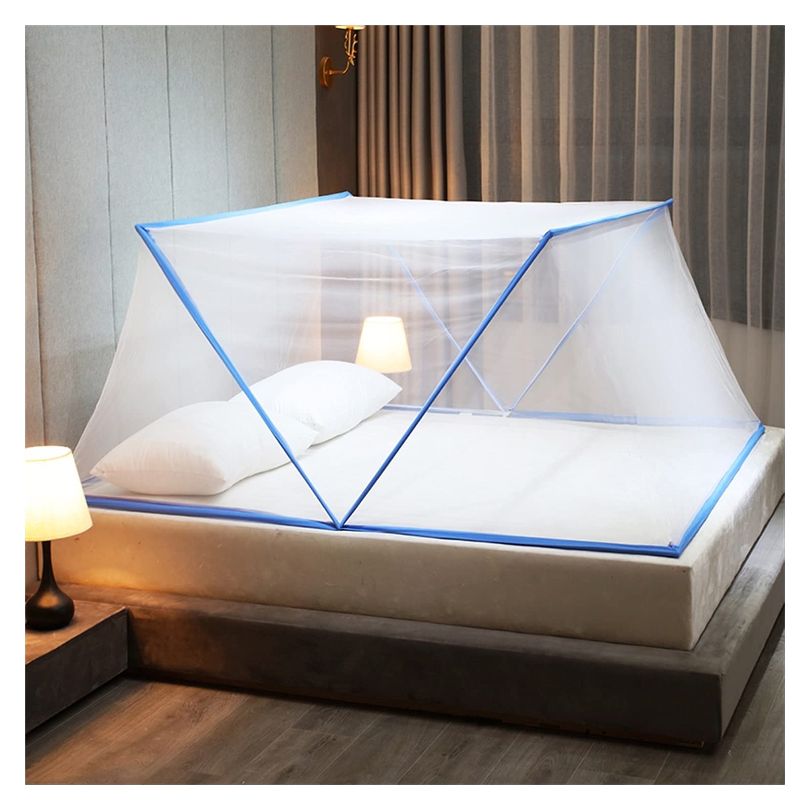 Portable Bed Canopy Curtain - Lightweight & Bottomless Design for Camping, Travel & Home Use - Easy Installation Free Bed Tent for Adults & Kids (80x190x80cm, Blue) - Perfect for Outdoor Adventures, Bedroom Decor & Privacy Solutions