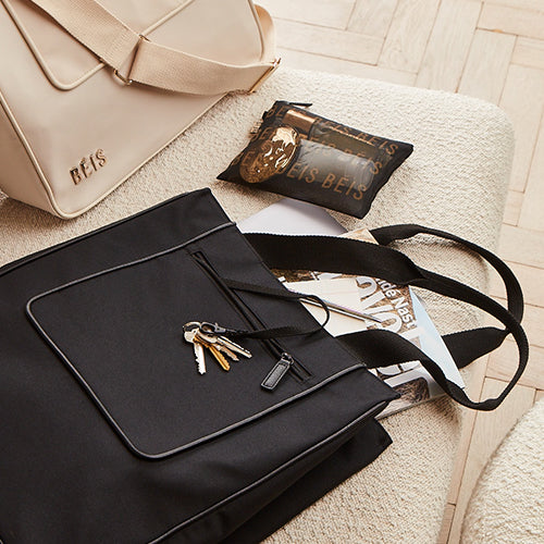 Premium Black North To South Tote Bag for Women - Stylish & Spacious Handbag for Work, Travel & Everyday Use