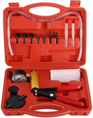 8MILELAKE Brake Bleeder & Vacuum Pump Kit - Handheld Automotive Brake Fluid Bleeding Tool with Pressure Gauge - Perfect for Car Maintenance, Motorcycle & Truck Brake System Repair