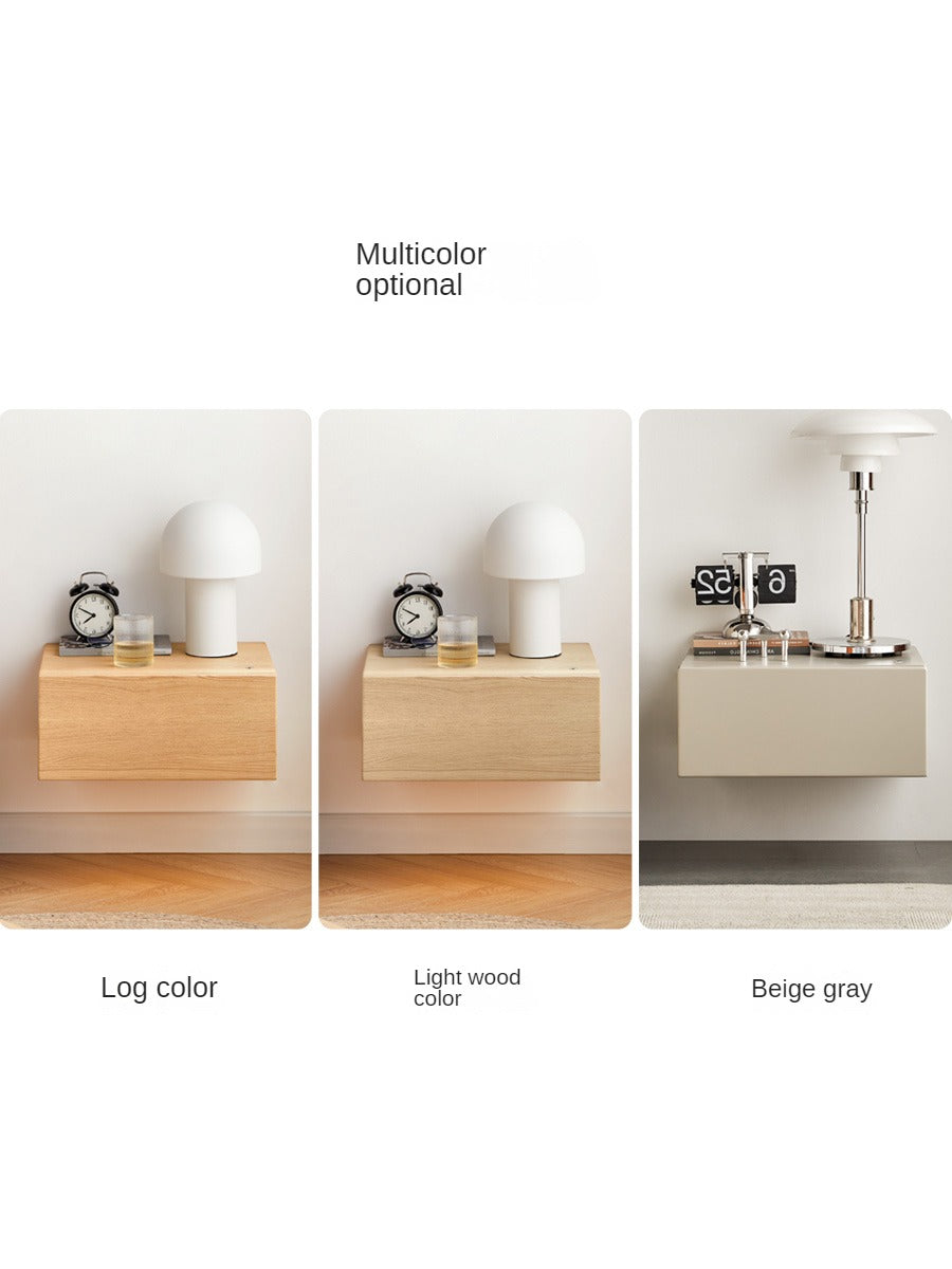 Solid Oak & Poplar Wood Floating Nightstand - Modern Bedside Table with Storage Shelf for Bedroom, Living Room, or Nursery
