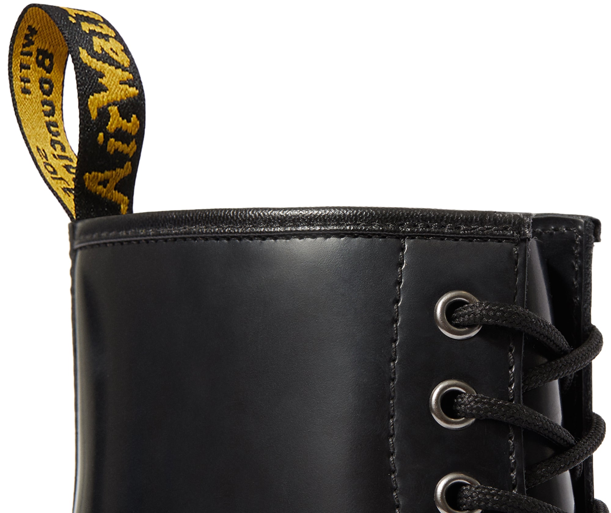 Dr. Martens 1460 Harness Black Polished Smooth Leather Lace-Up Combat Boots - Punk Fashion, Workwear & Everyday Street Style