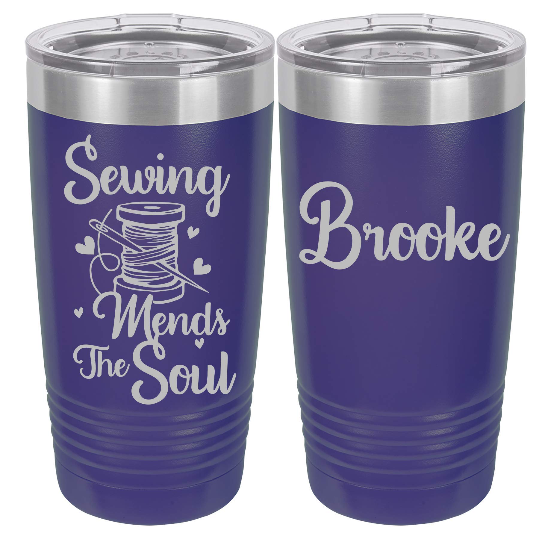 Personalized Sewing Tumbler 30oz/20oz | Engraved Travel Mug with 'Sewing Mends the Soul' Quote | Custom Gift for Sewers & Quilters | Perfect for Coffee, Tea or Wine On-The-Go | Great for Crafting Sessions, Quilting Parties & Sewing Workshops