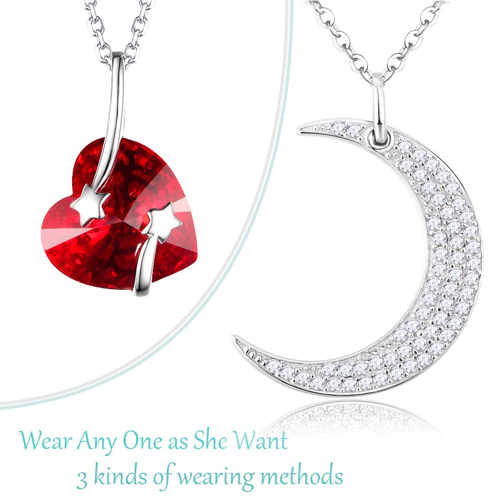 I Love You to the Moon and Back Half Moon Necklace - 925 Sterling Silver with March April May Birthstones (Aquamarine & Emerald) - Perfect Birthday Gift for Mom, Wife & Women - Elegant Jewelry for Anniversaries, Valentine's Day & Special Occasions