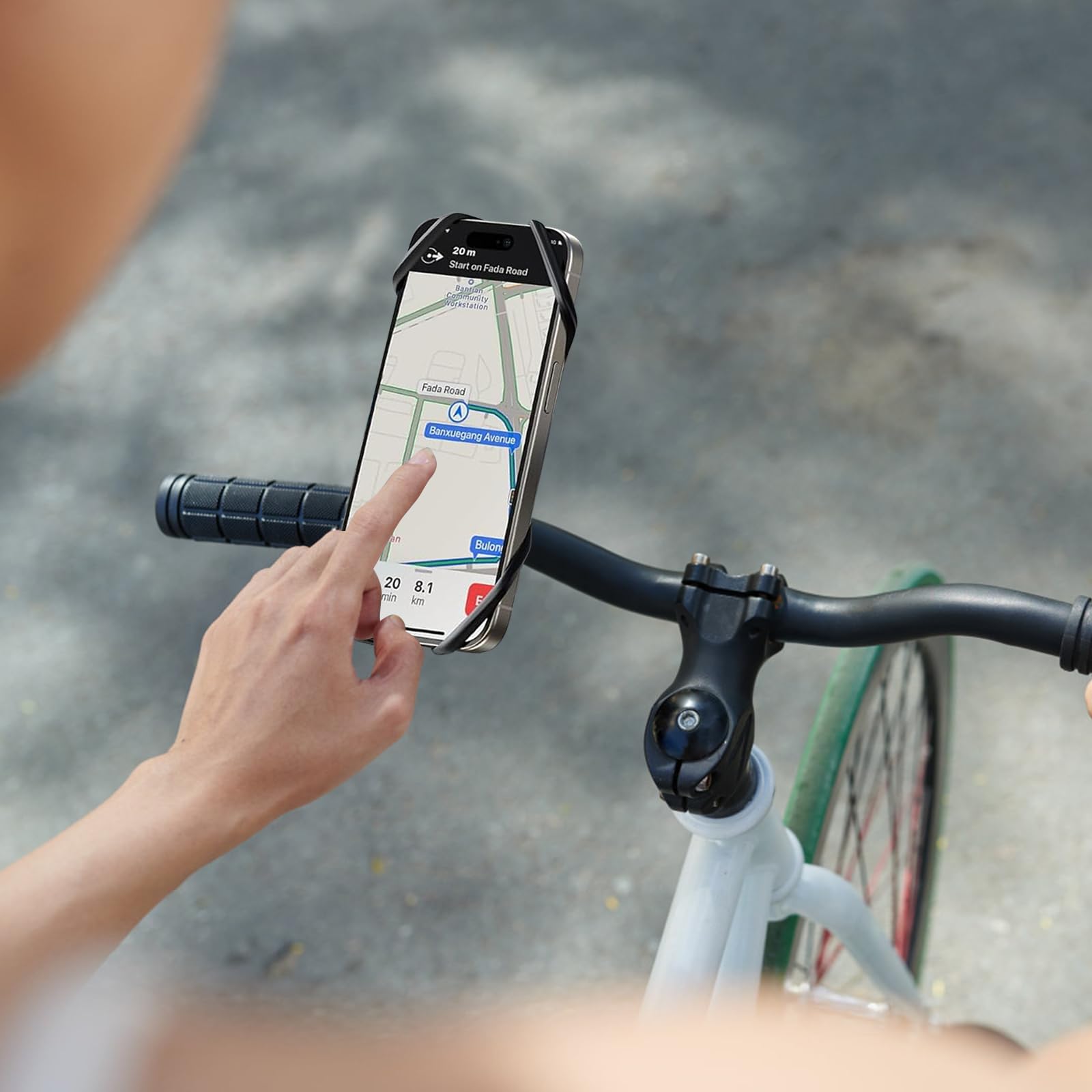Focenat Adjustable Bike Phone Mount - Universal Silicone Motorcycle & Bicycle Phone Holder for iPhone & Android - Perfect for Cycling, Commuting & Outdoor Adventures