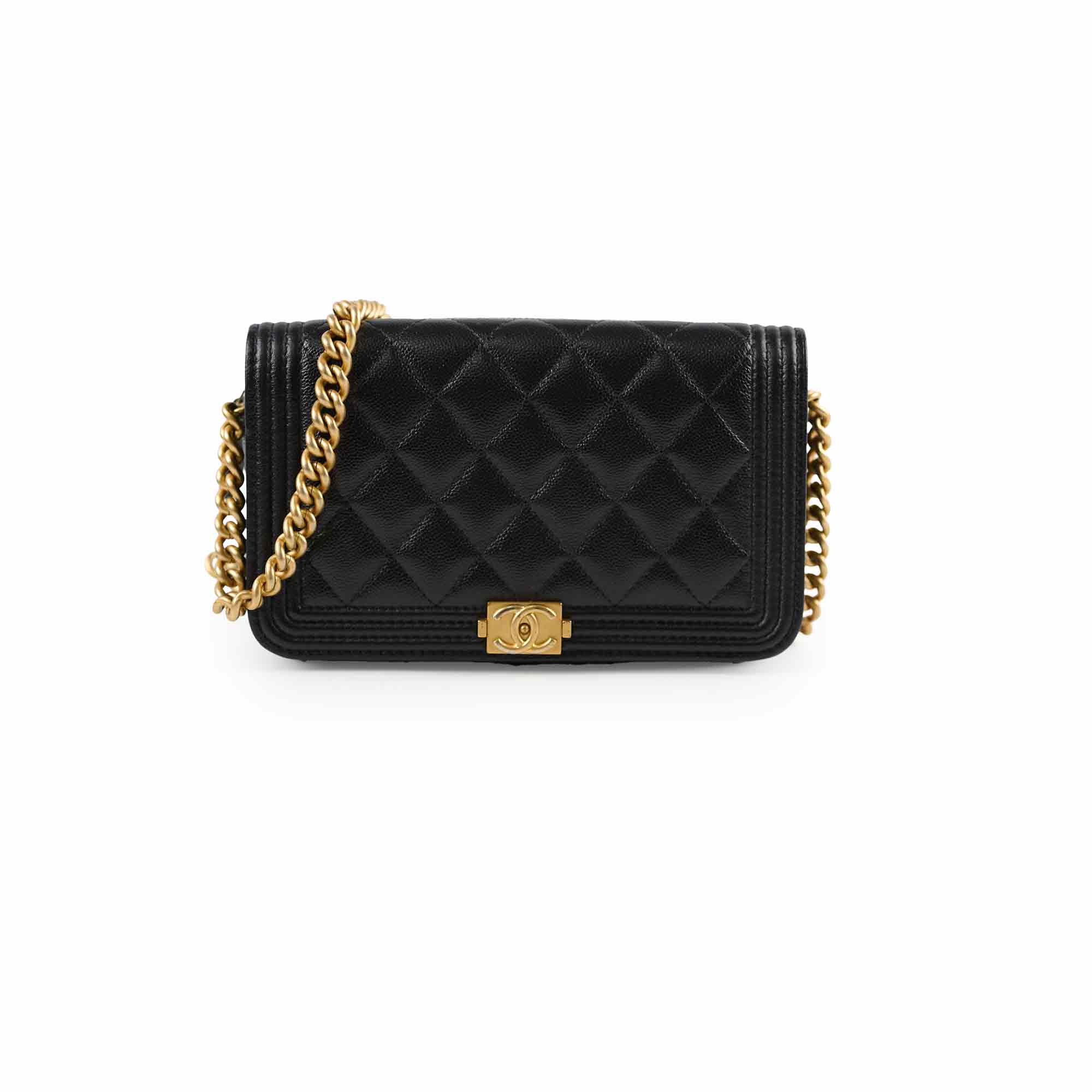 Chanel Boy Wallet On Chain WOC - Black Caviar Leather Crossbody Bag for Women | Perfect for Evening Out, Party & Daily Use