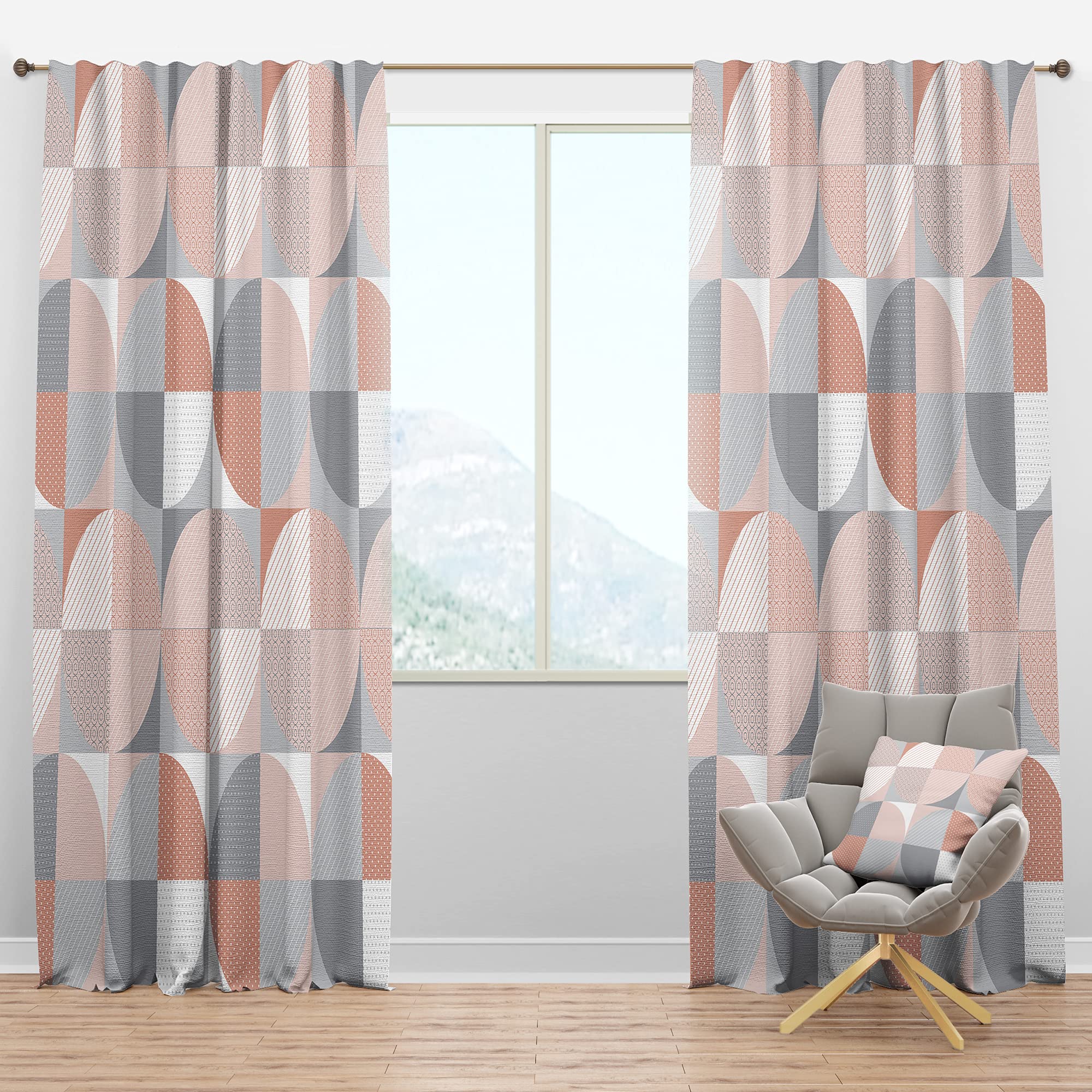 DesignQ Blackout Curtains - Round Geometric Textured Pattern Thermal Insulated Window Drapes for Bedroom & Living Room - Single Panel 52x120 Inches - Perfect for Light Blocking, Privacy & Temperature Control