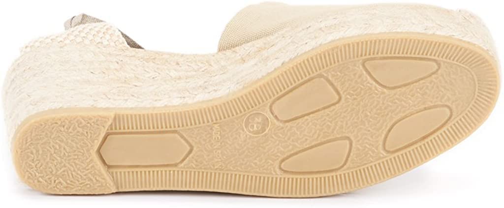 VISCATA Bisbe Women's Wedge Sandals - Handmade 3.5 Inch Heel, Breathable Cotton Canvas with Soft Lace-Up Ankle Ties, 100% Natural Jute Midsole - Perfect for Casual Outings, Beach Walks & Summer Fashion