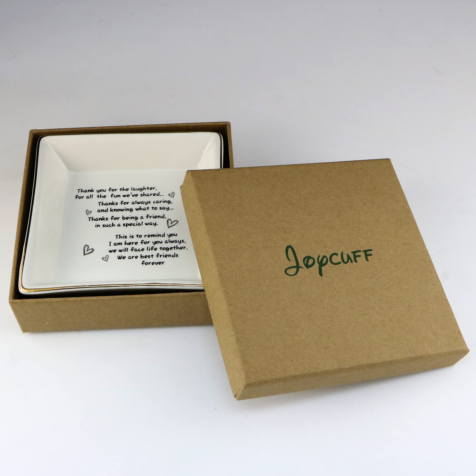 JoycuFF Unique Jewelry Holder & Trinket Dish Tray - Perfect Friendship Gift for Women, Birthday, Thanksgiving & Christmas Presents - Ideal for Bedroom Vanity, Dresser Organizer & Gift Giving Occasions