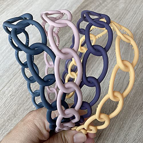 Belicia 6 Pack Fashion Plastic Headbands with Teeth for Women & Girls - Non-Slip Wide Chain Hair Headbands with Matte Finish - Perfect for Work, School, and Everyday Styling