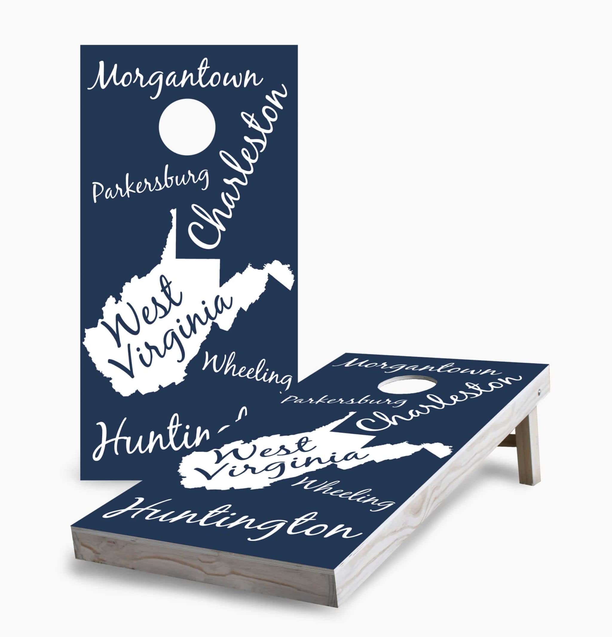 West Virginia State Pride Cornhole Game Set with 2 Boards & 8 Bags - Outdoor Tailgating, Backyard BBQ, College Parties, and Family Gatherings - American Made Cornhole Boards for Adults & Kids