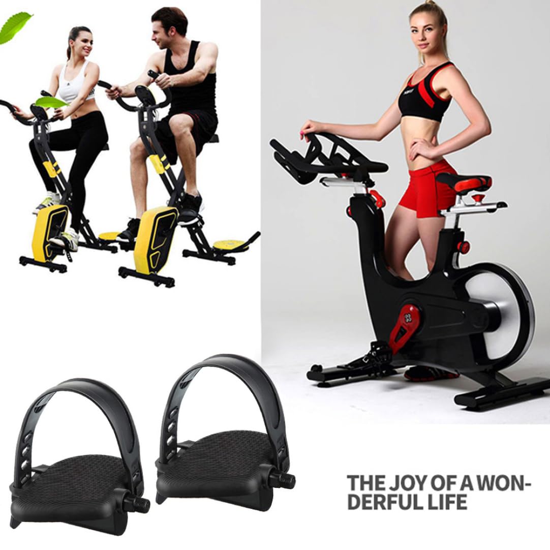 Spin Bike Pedals with Adjustable Straps - Replacement Indoor Exercise Bike Pedals 1 Pair - Perfect for Home Gym, Cycling Workouts & Cardio Training