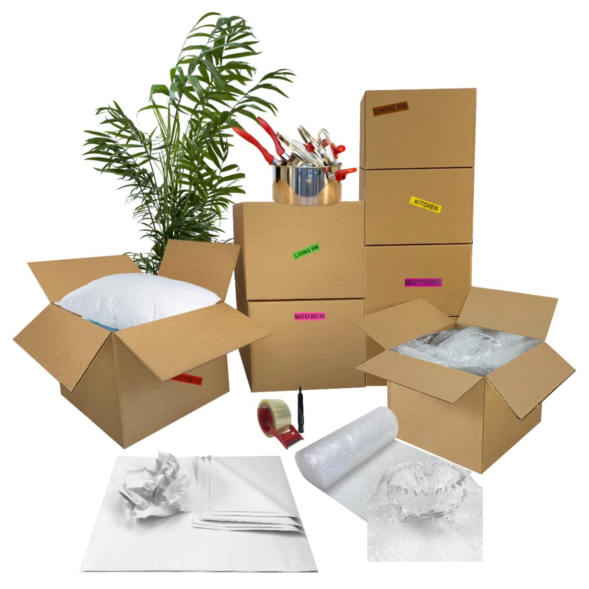 UBOXES 5 Room Moving Kit - 50 Large Moving Boxes with $94 Worth of Moving Supplies | Perfect for Home Relocation, Apartment Moving & Storage Organization