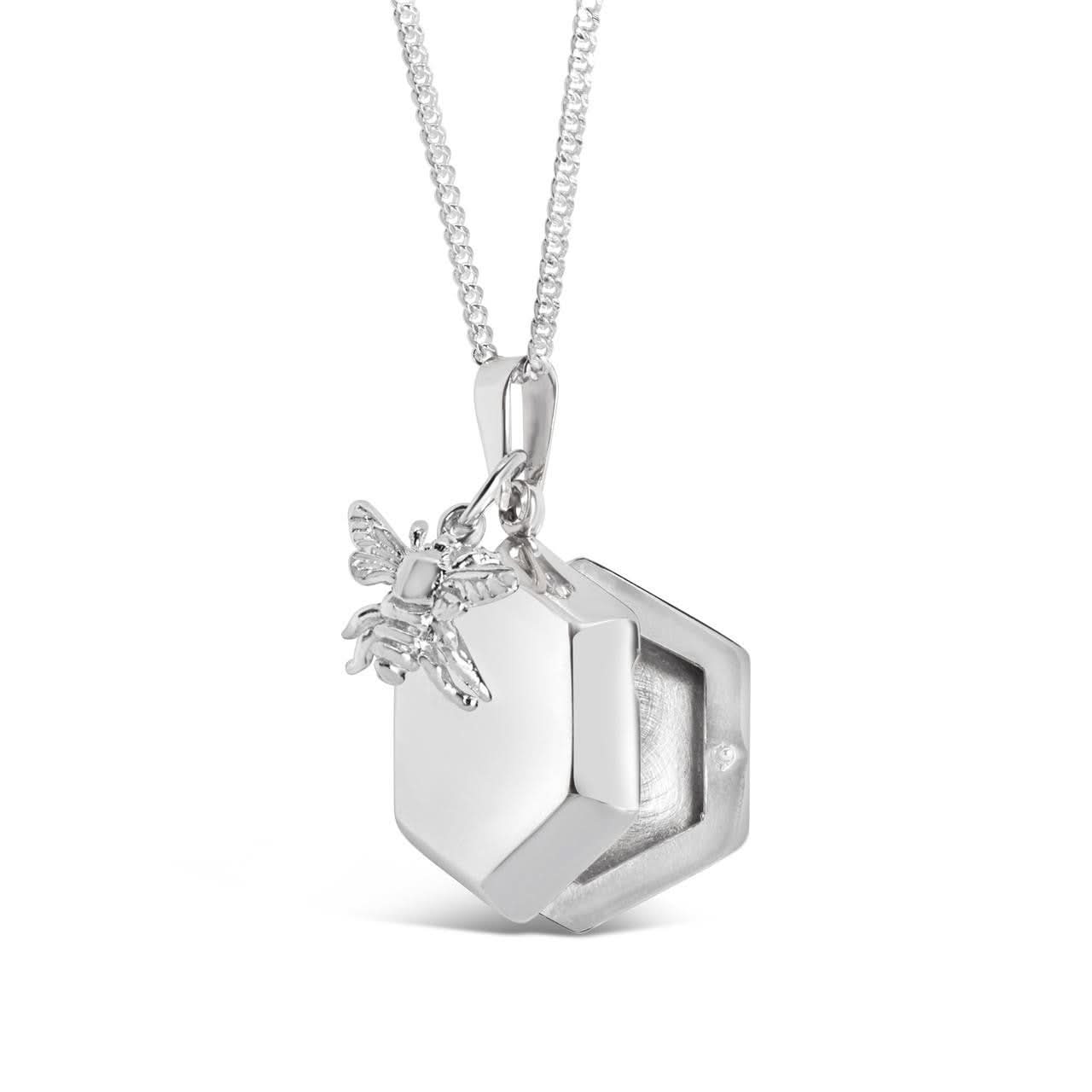 Bee Locket Necklace in White Gold - Personalized Photo Pendant for Women - Perfect for Anniversaries, Birthdays & Gifts