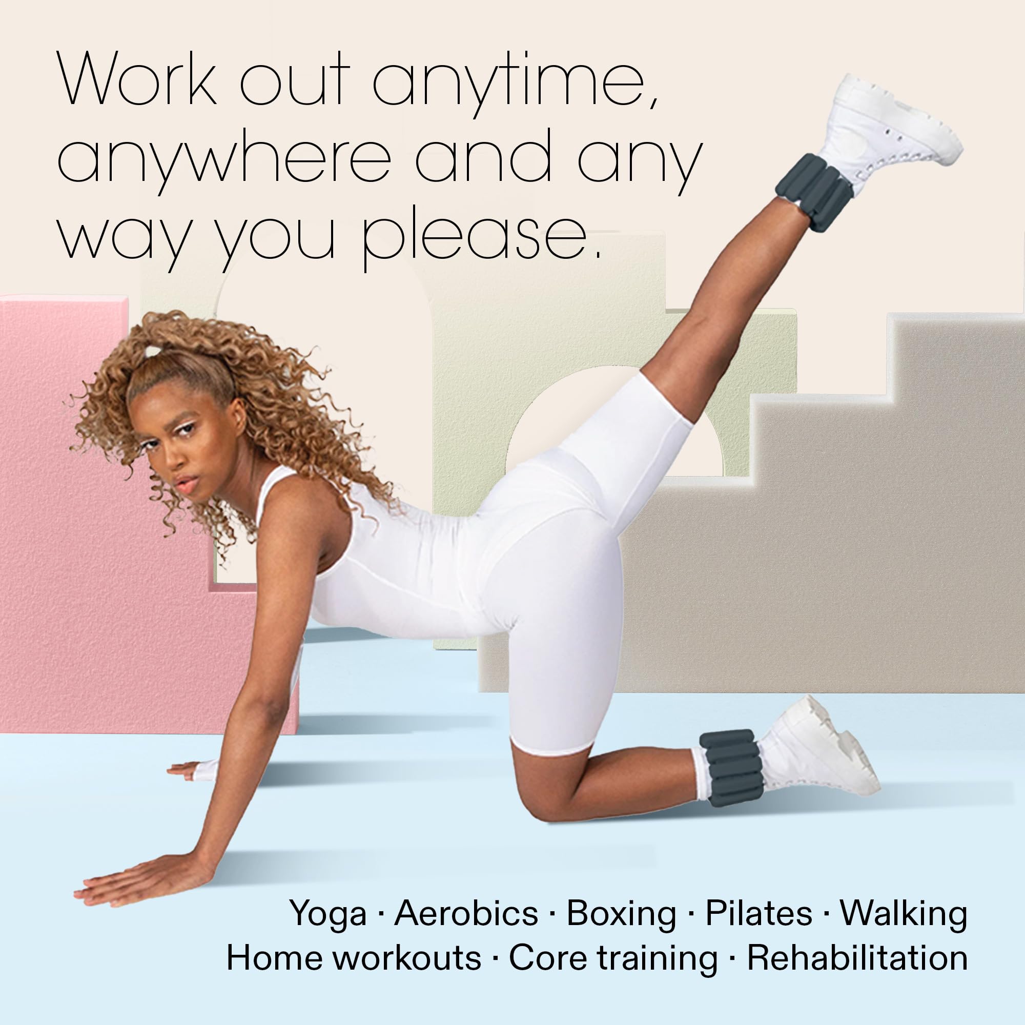 Bala Bangles Adjustable Silicone Wrist & Ankle Weights for Women & Men - 1-2lb Wearable Arm & Leg Weights for Gym, Yoga, Pilates, Cardio & Strength Training - Perfect for Home Workouts, Walking & Fitness Enthusiasts