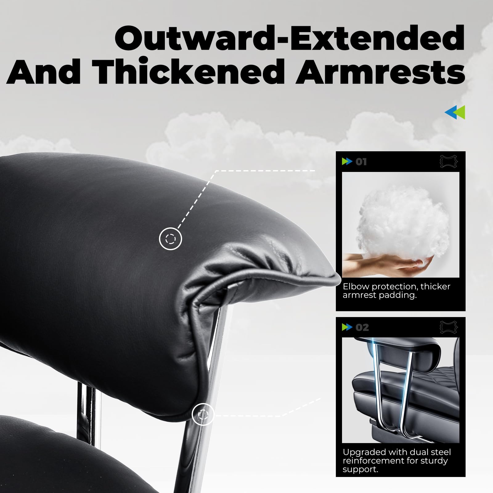 COMHOMA Big and Tall Office Chair - High Back Ergonomic Executive Chair with Footrest, Lumbar Support & Adjustable Armrests | Premium Leather Gaming Chair for Home Office, Computer Desk & Workspace Comfort
