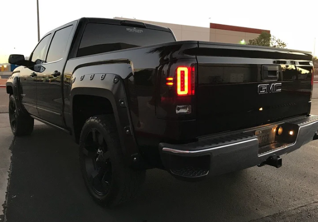 GMC Sierra 1500 2016-2018 Dark Red Smoked OLED Tail Lights - Upgrade for Enhanced Visibility & Style (Perfect for Night Driving & Custom Truck Mods)