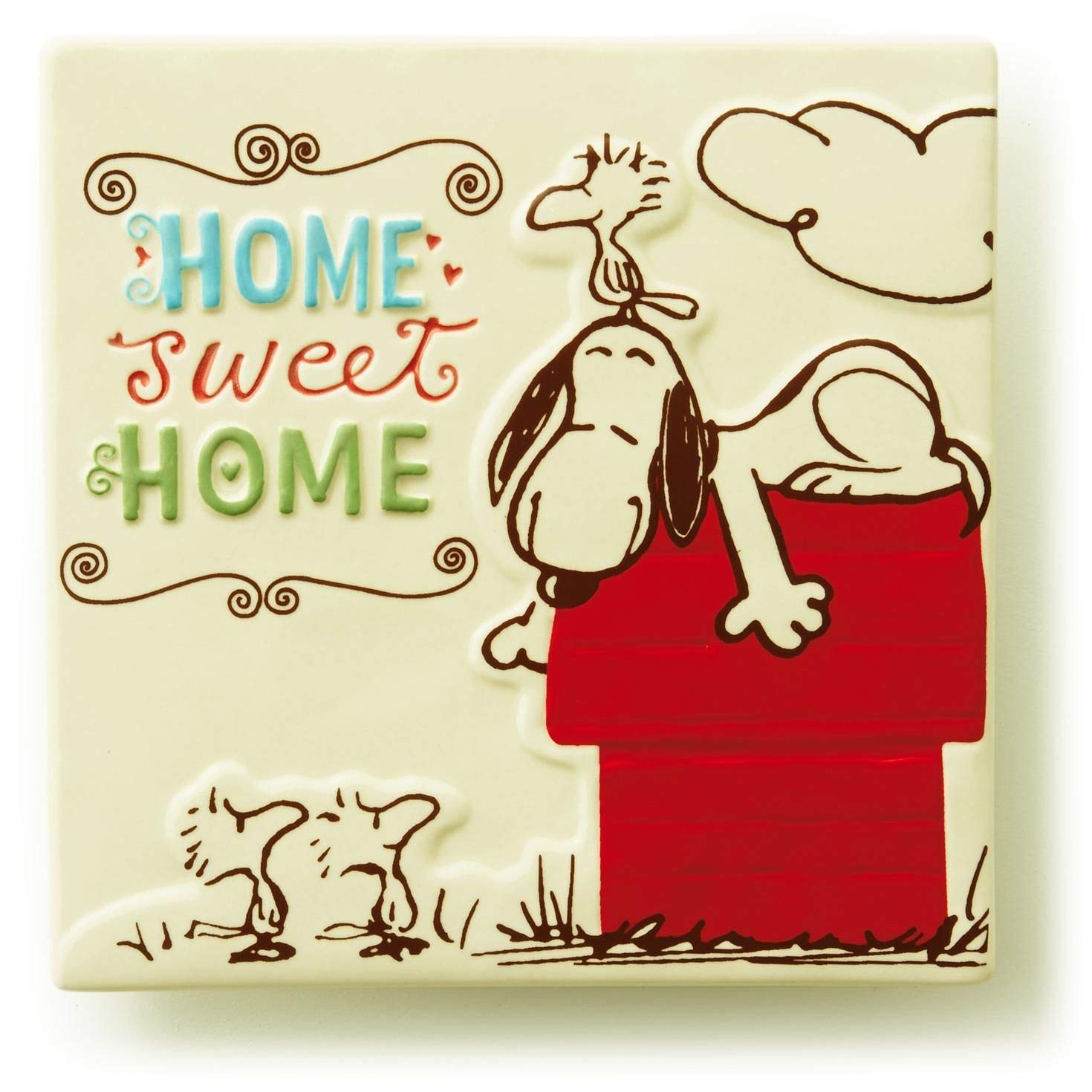 Hallmark Home Sweet Home Ceramic Tile Plaque - Inspirational Wall Decor for Living Room, Kitchen, or Entryway - Perfect Housewarming Gift