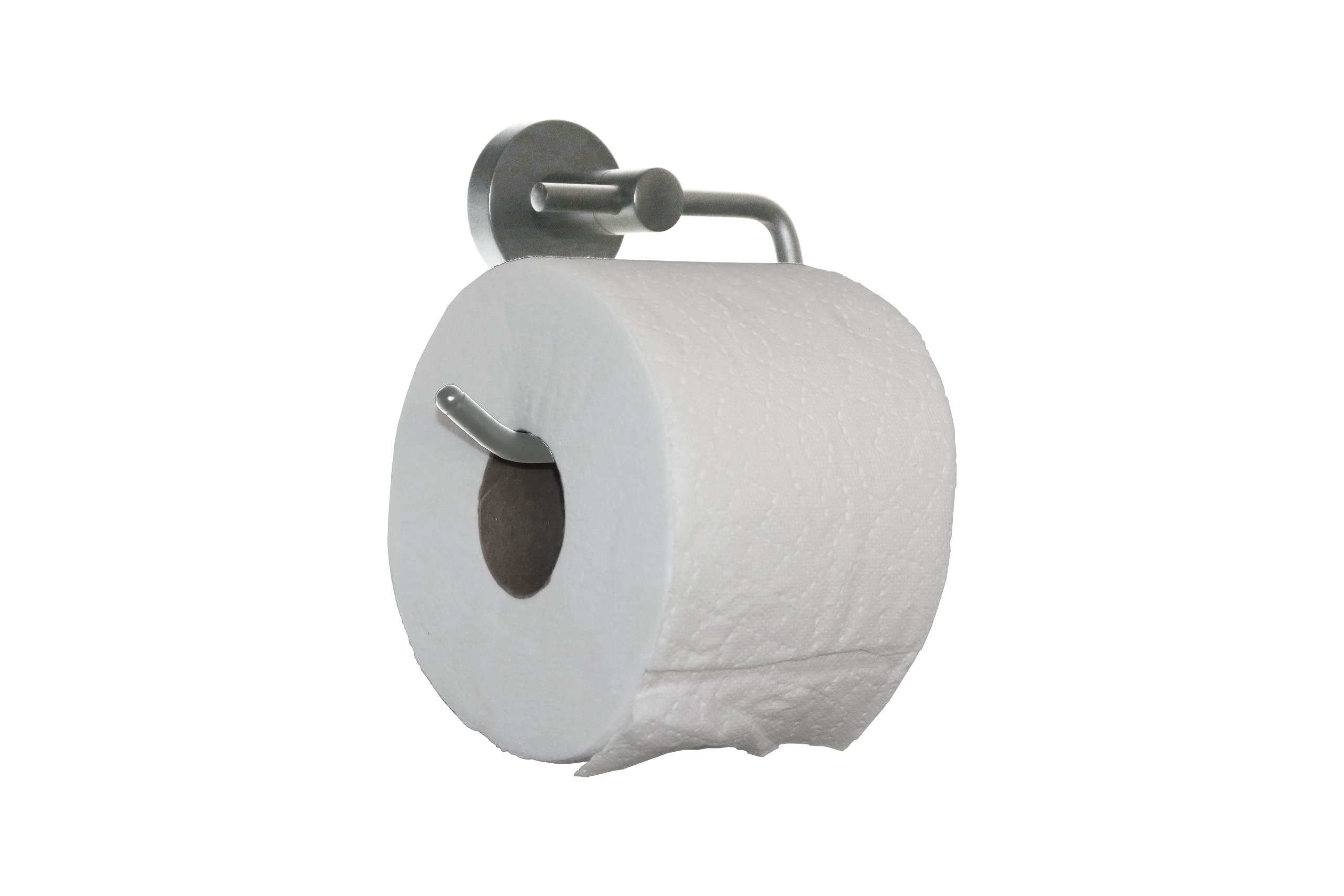 Modern Wall Mounted Toilet Paper Holder - Round Satin Nickel Finish, Single Roll Bathroom Tissue Holder - Perfect for Home, Office & RV Use