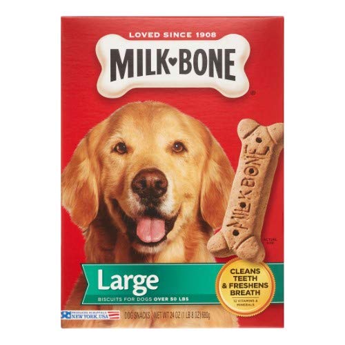 Milk-Bone Large Dog Biscuits, Pack of 12 - Crunchy Dental Treats for Large Breed Dogs - Perfect for Training Rewards & Oral Care