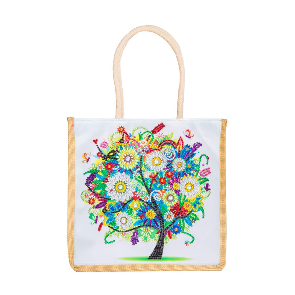 5D DIY Diamond Painting Line Tote Bag - Reusable Grocery Shopping Bags for Women & Girls, Durable Fashion Handbag Gift for Daily Use, Work, Travel & Beach