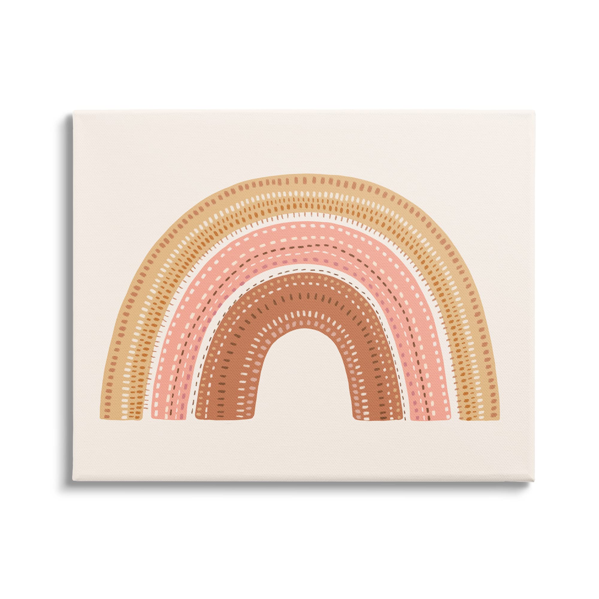 Stupell Industries Earthly Boho Rainbow Embroidery Stitch Wall Art - Handmade Inspired Pattern by Nancy McKenzie - Perfect for Bohemian Home Decor, Nursery & Living Room Wall Hangings