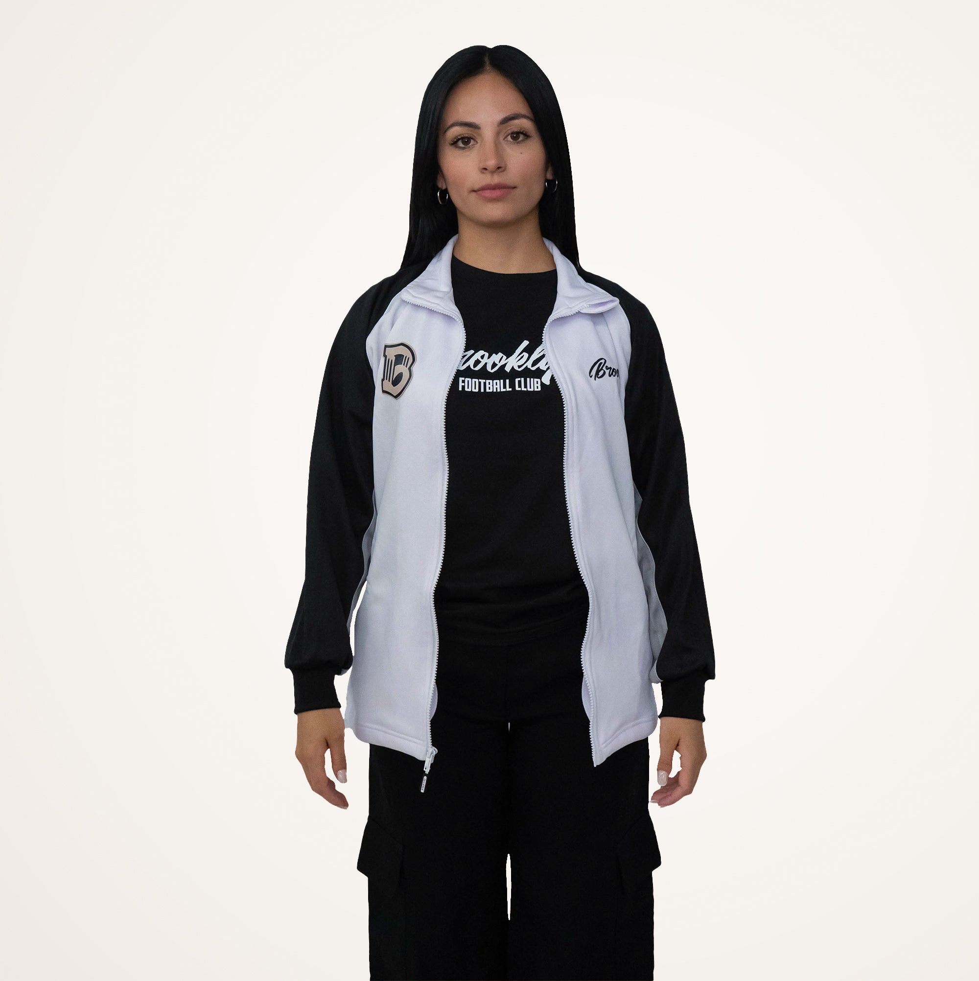 Brooklyn FC Women's White Jacket - Stylish Soccer Jacket for Women - Perfect for Training, Matches & Casual Wear