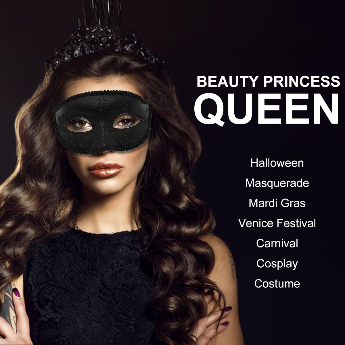 Elegant Venetian Masquerade Mask for Men & Couples - Halloween, Mardi Gras, Costume Party, Prom, Ball - Perfect for Carnival, Themed Events & Romantic Date Nights